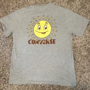 Converse Unisex Summer Sun Logo Tee - Gray, Large (Cotton) Short Sleeve